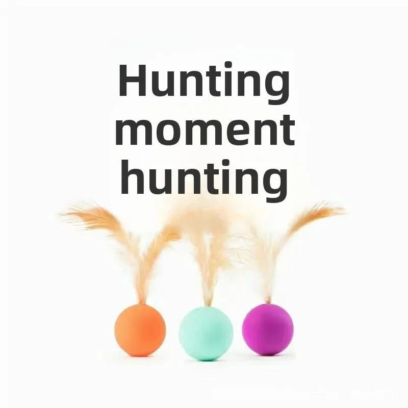 Pet Cat Toy Ball Bouncy Ball Chicken Feather Bouncing Ball Cat Stick Toy Cat Self-Pleasure Relief Supplies