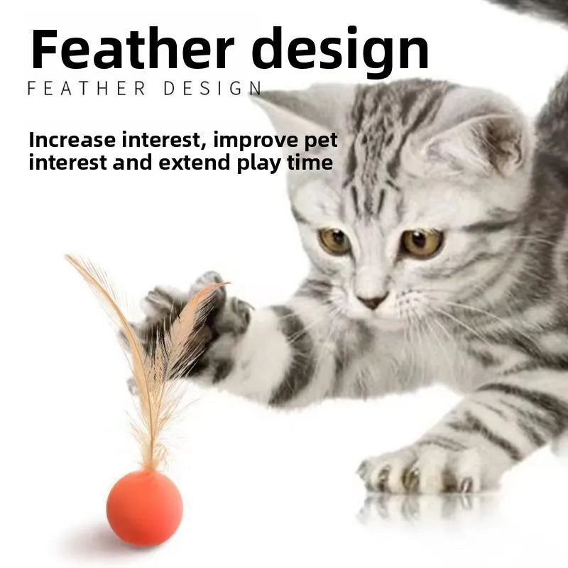 Pet Cat Toy Ball Bouncy Ball Chicken Feather Bouncing Ball Cat Stick Toy Cat Self-Pleasure Relief Supplies